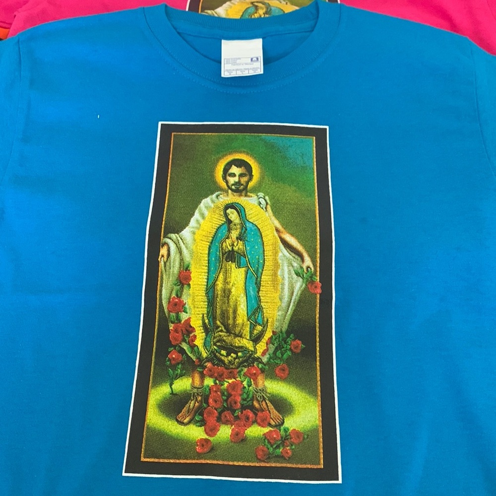 New virgen Mary and jun Diego Shirt virgen de Guadalupe